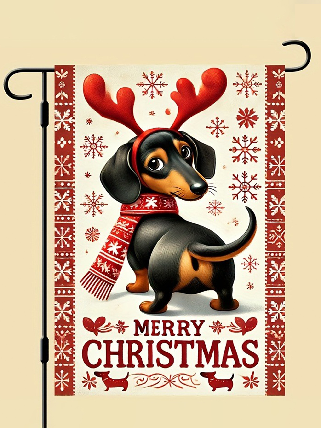 Merry Christmas Dachshund Garden Flag